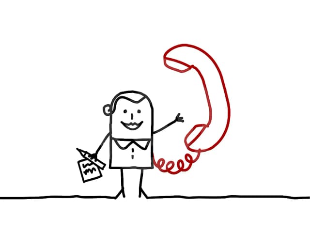 Friendly stick figure making a phone call